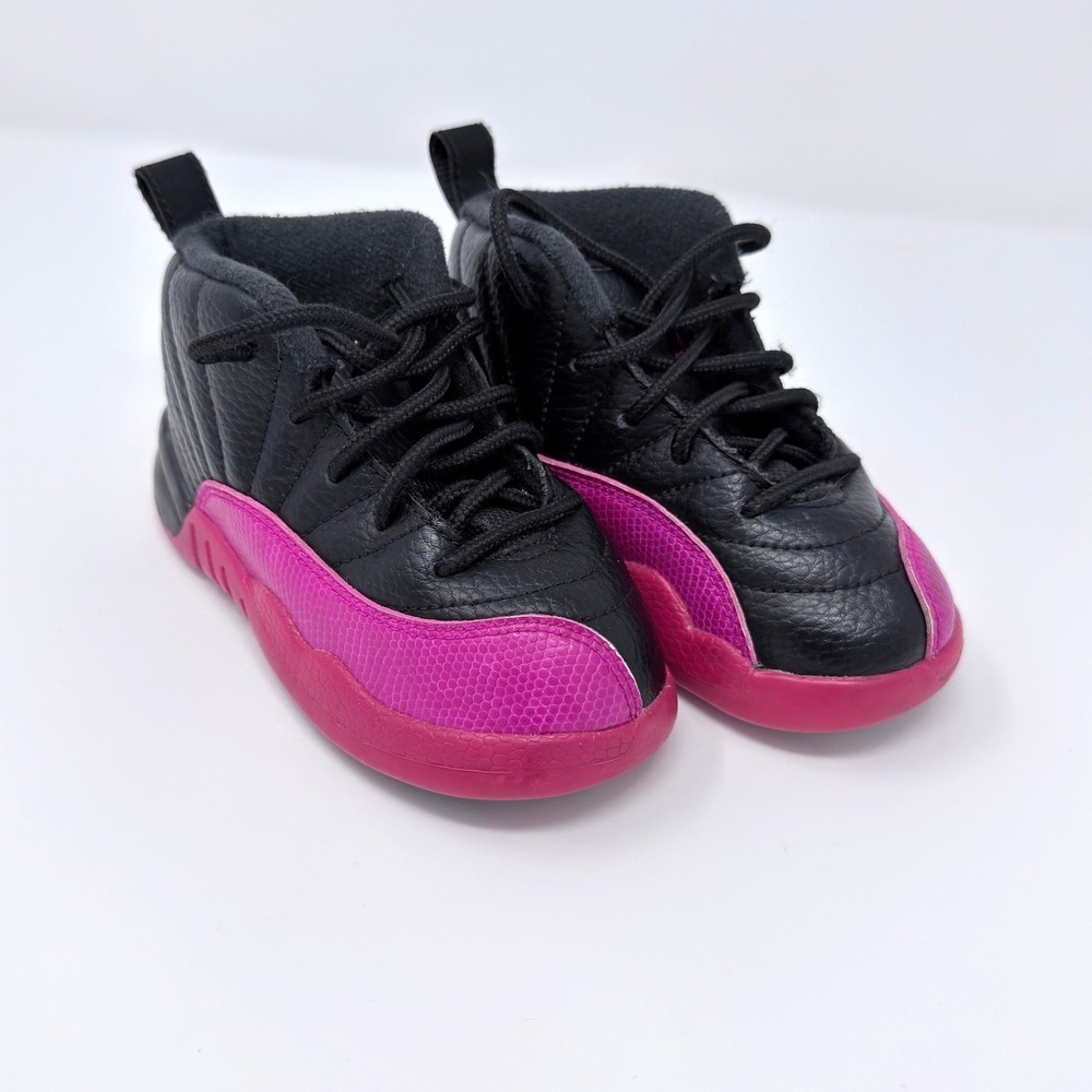 Jordan 12 Retro Deadly Pink Black Toddler Sneakers 819666-026 Size 8C